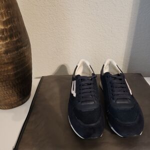 Bally Blue Sneakers Suede Mesh Low-Top